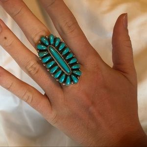 Cluster ring! Turquoise + sterling silver